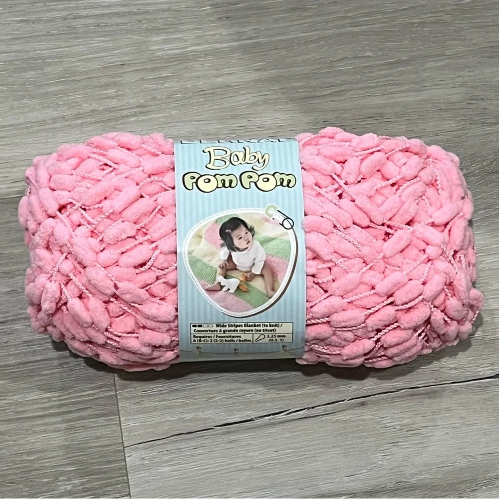 NWT Set of 3 Skeins Bernat Baby Pom Pom Yarn (3.5 oz ea) Candy Floss Pink #6